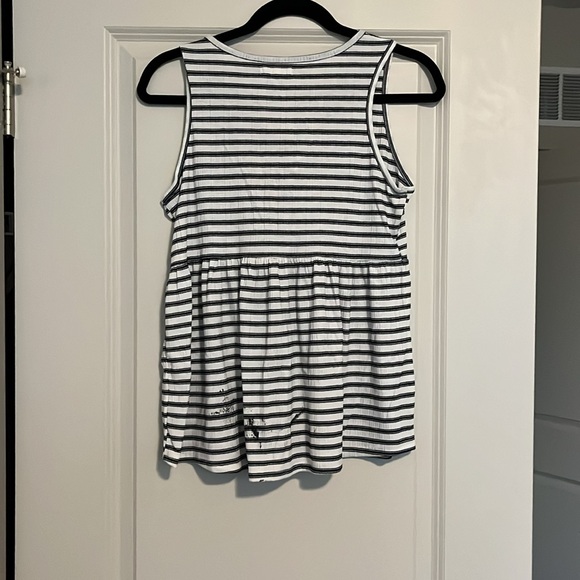 Striped Black and White Babydoll Tank Top - Picture 2 of 6